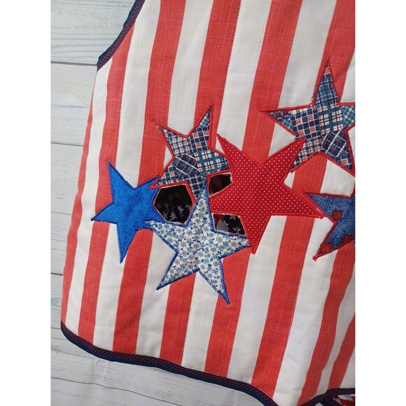 Vtg Handmade Americana Vest Open Front Uncle Sam USA Flag Insulated M/L Cut Up - Picture 6 of 10